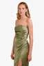 Reformation Green Satin/Silk Slit Maxi Dress Size 4