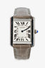Cartier Stainless Steel Tank Solo Watch with Grey Alligator Strap ('30' Engraving)