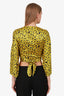 Danamé Yellow Silk Animal Print Wrap Tie Blouse Size 38