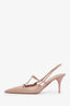 Valentino Beige Leather Rockstud 'Wispy' Slingback Heels Size 42