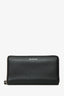 Balenciaga Black/White Logo Leather Zip Around Wallet