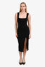 Reformation Black Black Ribbed 'Cassi' Side Slit Midi Dress Size M