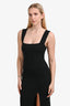 Reformation Black Black Ribbed 'Cassi' Side Slit Midi Dress Size M