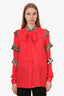 Just Cavalli Red Silk Button Up Blouse Size 42