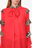 Just Cavalli Red Silk Button Up Blouse Size 42