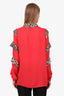 Just Cavalli Red Silk Button Up Blouse Size 42