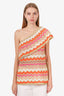 M Missoni Orange Patterned One-shoulder Tank Top Size 38