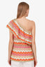 M Missoni Orange Patterned One-shoulder Tank Top Size 38