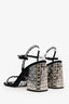 Prada Black Satin/Leather Crystal Disco Ball Heel Sandals Size 39
