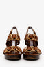 Miu Miu Brown Leather Studded T-Strap Sandals Size 36.5