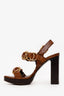 Miu Miu Brown Leather Studded T-Strap Sandals Size 36.5