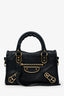 Balenciaga Black Leather Nano Edge City Bag GHW With Strap