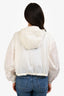 Prada 2020 White Re-Nylon Logo Plaque Cinched Hem Crop Hooded Windbreaker Size 36