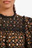 Ulla Johnson Navy/Multicolour Cotton Floral Print Embroidered Short Sleeve Blouse Size 6