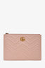 Gucci Pink Leather Marmont GG Zip Pouch