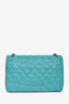 Pre-Loved Chanel™ 2014 Turquoise Lambskin Jumbo Double Flap Shoulder Bag