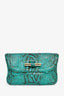 Jimmy Choo Turquoise Snakeskin Fold Clutch