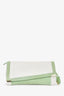 Jimmy Choo White Leather/Light Green Suede Large Clutch