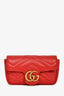 Gucci Red Leather GG Marmont Super Mini Crossbody Bag