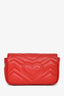 Gucci Red Leather GG Marmont Super Mini Crossbody Bag