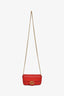 Gucci Red Leather GG Marmont Super Mini Crossbody Bag