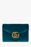 Gucci Teal Blue Velvet GG Matelasse Marmont Wallet on Chain