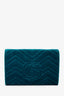 Gucci Teal Blue Velvet GG Matelasse Marmont Wallet on Chain