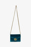 Gucci Teal Blue Velvet GG Matelasse Marmont Wallet on Chain