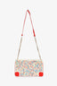 Christian Louboutin White/Red Leather Multicoloured Studded Clutch With Chain