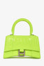 Balenciaga Neon Yellow  Croc Embossed XS Hourglass Top Handle Bag