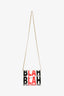 Jimmy Choo White/Black/Red Acrylic 'Blah' Clutch With Chain