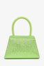 Self-Portrait Green Silk 'The Bow' Embellished Mini Top Handle Bag With Strap