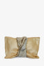 Jimmy Choo Gold Leather Silver Chain Mesh Fold Over Clutch With Bracelet Chain