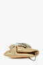 Jimmy Choo Gold Leather Silver Chain Mesh Fold Over Clutch With Bracelet Chain