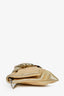 Jimmy Choo Gold Leather Silver Chain Mesh Fold Over Clutch With Bracelet Chain