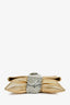 Jimmy Choo Gold Leather Silver Chain Mesh Fold Over Clutch With Bracelet Chain