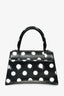 Balenciaga Black/White Leather Polk-a-Dot Small 'Hourglass' Top Handle Bag
