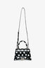 Balenciaga Black/White Leather Polk-a-Dot Small 'Hourglass' Top Handle Bag