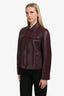 Akris Burgundy Perforated Leather Jacket Size 12 US
