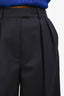 Anine Bing Navy Blue Wool Blend Trousers Size 10