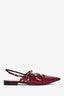 Gucci Burgundy Leather Slingback Strappy Flats Size 38