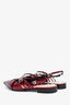 Gucci Burgundy Leather Slingback Strappy Flats Size 38