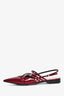 Gucci Burgundy Leather Slingback Strappy Flats Size 38