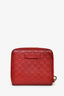 Gucci Red Guccissima Embossed Leather Compact Wallet