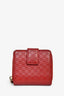 Gucci Red Guccissima Embossed Leather Compact Wallet