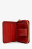 Gucci Red Guccissima Embossed Leather Compact Wallet