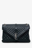 Saint Laurent Black Chevron Tri-Quilted Leather Monogram Large College Bag