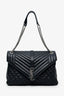 Saint Laurent Black Chevron Tri-Quilted Leather Monogram Large College Bag