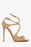 Jimmy Choo Beige Patent Leather Wrap Heels Size 36.5