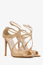 Jimmy Choo Beige Patent Leather Wrap Heels Size 36.5
